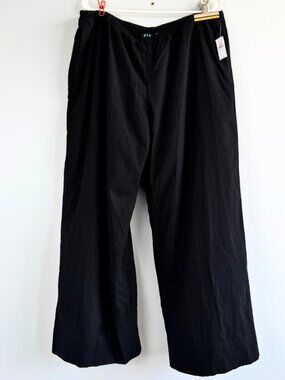 Gap Linen-Blend Easy Wide-Leg Pants XL Black NWT